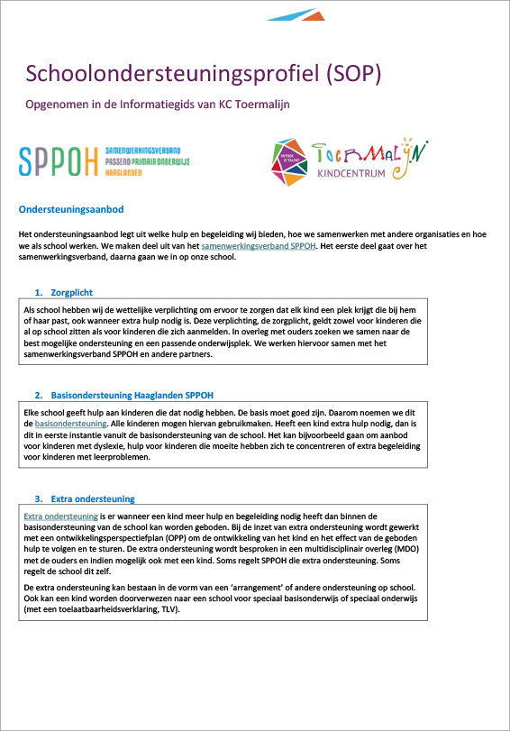 SOP document in de Informatiegids 25 26 KC Toermalijn